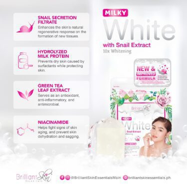 Brilliant Skin Essentials Milky White with Snail Extract 10x Whitening Whipped Soap ingredients and its benefits. | Filipino Beauty Products NZ