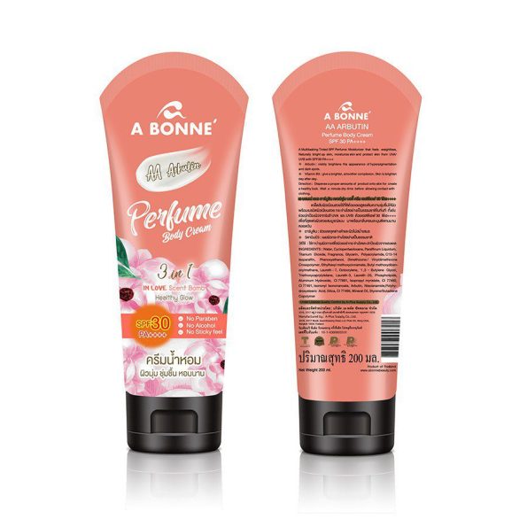 A Bonne 3in1 AA Arbutin Perfume Body Cream SPF30 PA++++ No paraben, alcohol & sticky feel | Thai Beauty Products NZ