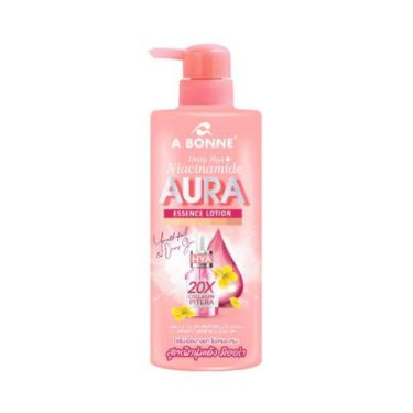 A bottle of A Bonne Dewy Hya + Niacinamide Aura Essence Lotion with Vitamin E, showcasing its smooth texture and moisturizing benefits | Thai Beauty Products NZ