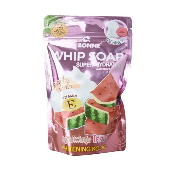 A Bonne Whip Soap Super Hydrating with Watermelon & Vit E, whitening kojic | Thai Beauty Products NZ