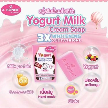 A Bonne Yogurt milk cream soap offering triple whitening benefits, enhancing skin brightness and providing a luxurious cleansing experience. | Thai Beauty Products NZ