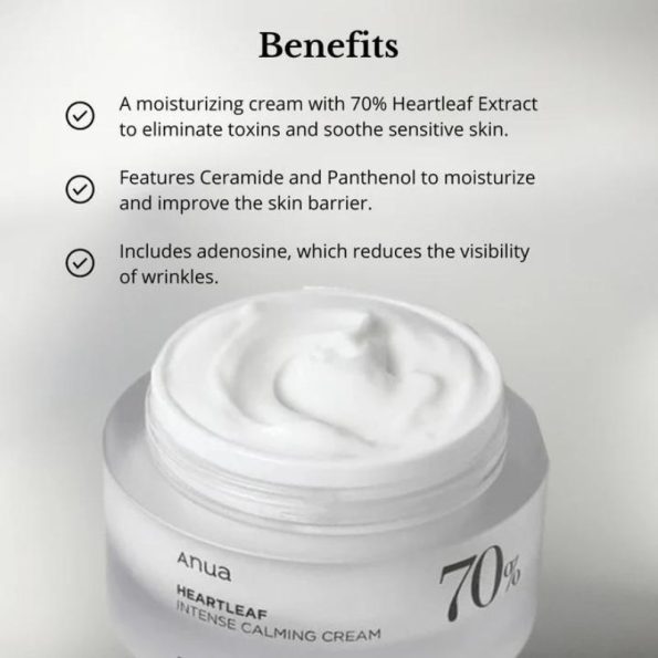 Anua Heartleaf 70% Instense Calming Cream Benefits | Korean Beauty Products NZ