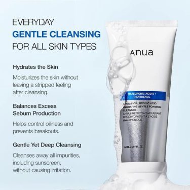 Benefits of ANUA 8 Hyaluronic Acid Hydrating Gentle Foaming Cleanser | Korean Beauty Products NZ