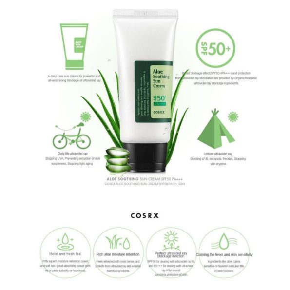 Benefits-COSRX Aloe Soothing Sun Screen SPF 50+PA+++ | Korean Beauty Products NZ