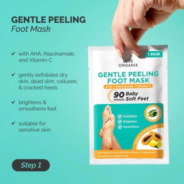 Benefits-Luxe Organix Gentle Peeling Foot Mask | Filipino Beauty Products NZ, Shop Filipino Beauty Brands NZ, Filipino Skin Care Shop Nz