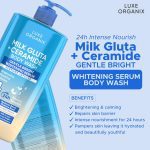 Luxe Organix Milk Gluta + Ceramide Gentle Bright Whitening Serum Perfume Infused Body Wash 1000ml