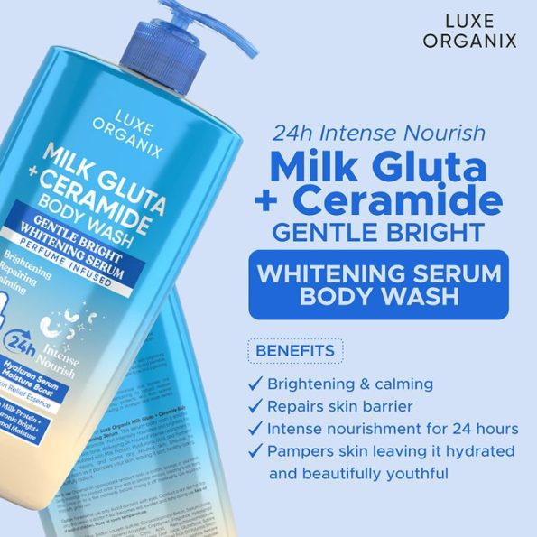 Benefits-Luxe Organix Milk Gluta + Ceramide Gentle Bright Whitening Serum Perfume Infused Body Wash | Filipino Beauty Products NZ, Shop Filipino Beauty Brands NZ, Filipino Skin Care Shop Nz