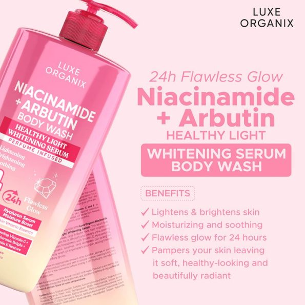 Benefits-Luxe Organix Niacinamide + Arbutin Body Wash | Filipino Beauty Products NZ, Shop Filipino Beauty Brands NZ, Filipino Skin Care Shop Nz