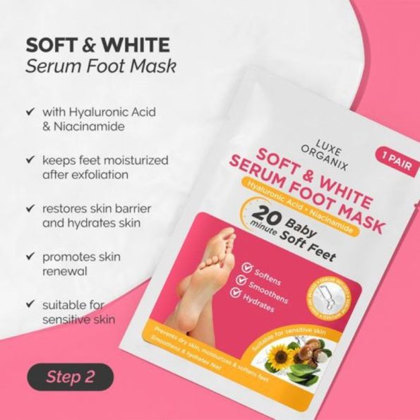 Benefits-Luxe Organix Soft and White Serum Footmask | Filipino Beauty Products NZ, Shop Filipino Beauty Brands NZ, Filipino Skin Care Shop Nz