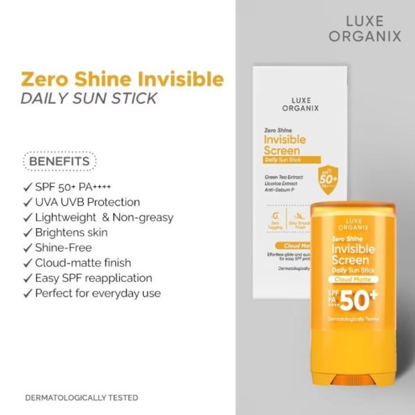 Benefits-Luxe Organix Zero Shine Invisible Sunscreen Daily Sun Stick-Cloud Matte 17g | Filipino Beauty Products NZ, Shop Filipino Beauty Brands NZ, Filipino Skin Care Shop Nz