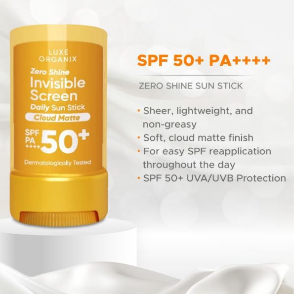 Features-Luxe Organix Zero Shine Invisible Sunscreen Daily Sun Stick-Cloud Matte 17g | Filipino Beauty Products NZ, Shop Filipino Beauty Brands NZ, Filipino Skin Care Shop Nz