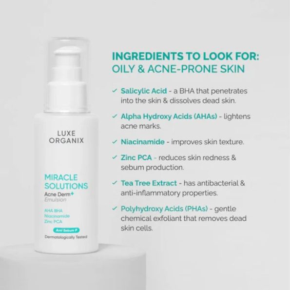 Ingredients - Luxe Organix Miracle Solutions Acne Derm+ Emulsion | Filipino Beauty Products NZ, Shop Filipino Beauty Brands NZ, Filipino Skin Care Shop Nz