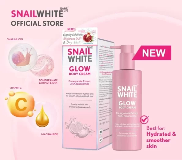Namu Life SnailWhite Glow Body Cream with pomengranate extract, aha, niacinamide for dry and dull skin | Filipino Skin Care Shop Nz