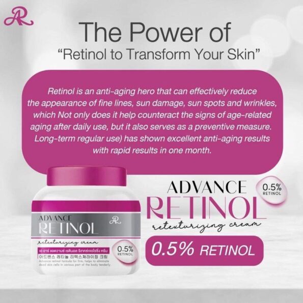AR Advance Retinol, retexturizing cream with 0.5% retinol, available in 200g | Thai Beauty Products NZ