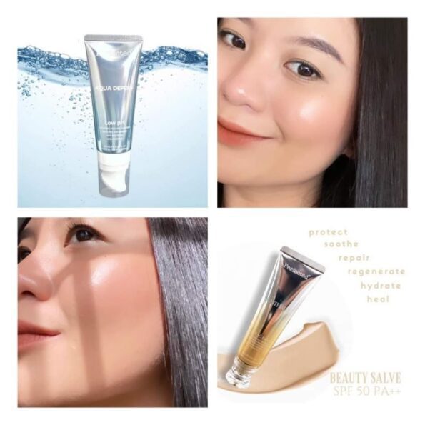 Before & after result of Perfected Beauty Salve spf50 PA+++, fragrance free, broad-spectrum & tinted pure mineral sunscreen with skincare benefits second skin finish available in 40ml | Filipino Skin Care Shop Nz