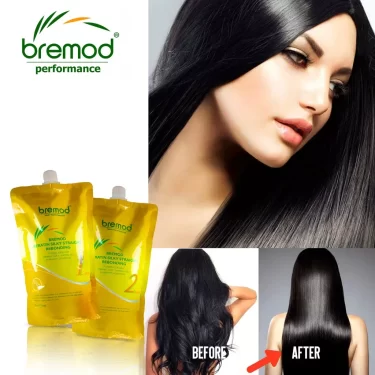 An image showing the before and after result of Bremod Keratin Silky Straight Rebonding | Filipino Beauty Products NZ