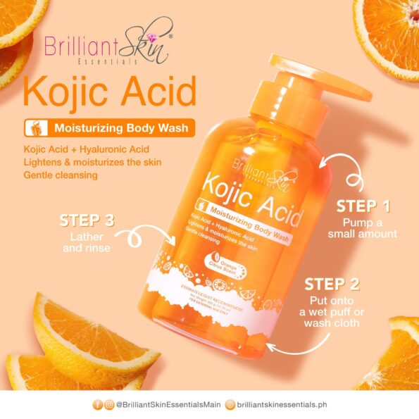 Tips on using A lady in pink is promoting Brilliant Skin Essentials Kojic Acid Moisturizing Body Wash 300ml- lightens, moisturizes, smoothens skin. | Filipino Beauty Products NZ