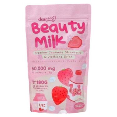 Dear Face Beauty Milk Premium Japanese Strawberry Glutathione Drink (18g x 10 sachets) | Filipino Beauty Products NZ