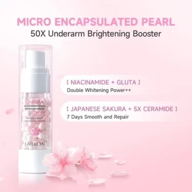 Ingredients inside GMEELAN Sakura Gluta Brightening Underarm Cream | Filipino Beauty Products NZ