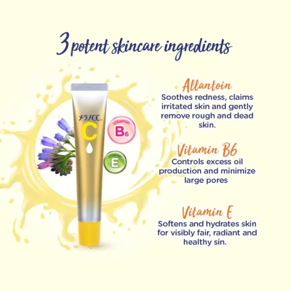 3 Potent Skincare ingredients of Rohto Melano CC Facial Premium Beauty Serum 20ml | Japanese Beauty Products NZ