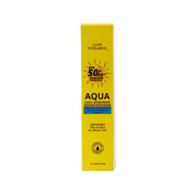 Luxe Organix Aqua Daily Sunscreen SPF50+PA*** UVA/UVB protection, broad spectrum with aloe vera, centella asiatica & calendula extracts. It's very lightweight, non greasy & no white cast, you can buy at 50ml | Filipino Skin Care Shop Nz