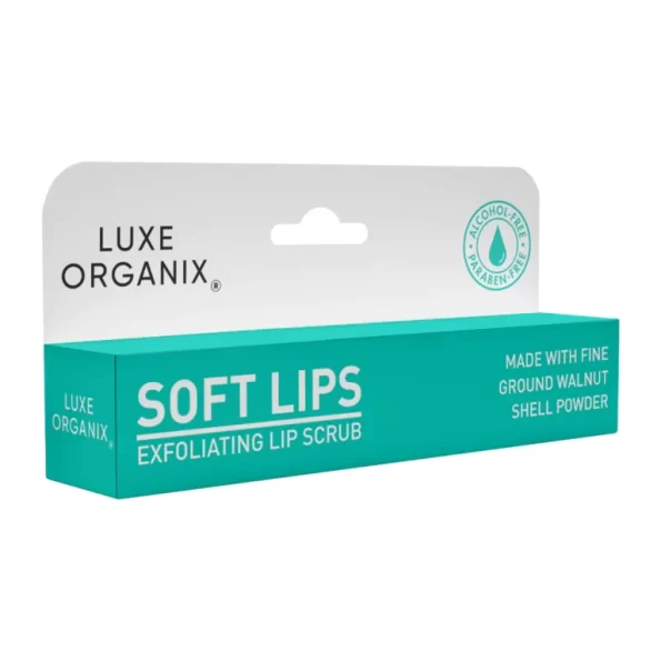 Luxe Organix Soft Lips Exfoliating Lip Scrub made with fine gruond walnut shell powder at 15g | Filipino Skin Care Shop Nz