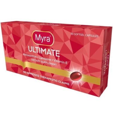 Myra Ultimate with astaxanthin, lycopene, vitamin e, includes 30 softgel capsules in a box | Filipino Beauty Products NZ