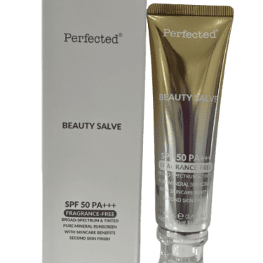 Perfected Beauty Salve spf50 PA+++, fragrance free, broad-spectrum & tinted pure mineral sunscreen with skincare benefits second skin finish available in 40ml | Filipino Skin Care Shop Nz