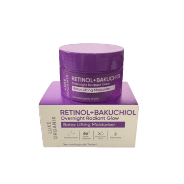 Luxe Organix Retinol+Bakuchiol Overnight Radiant Glow Botox Lifting Moisturizer, with niacinamide, multi-peptide, bakuchiol & adenosine | Filipino Beauty Products NZ