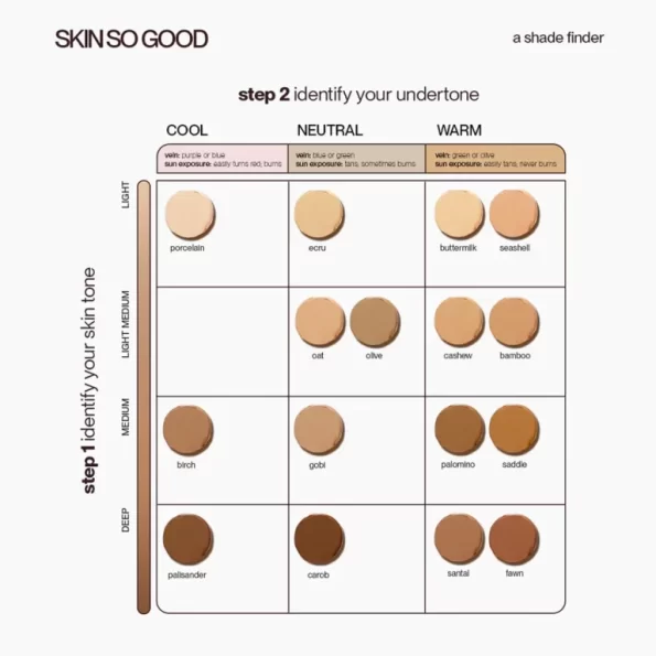 Find your shade with Sunnies Face Skin So Good The Multistick with 16 shades:Bamboo, Birch, Buttermilk, Carob, Cashew, Ecru, Fawn, Gobi, Oat, Olive, Palisander, Palomino, Porcelain, Saddle, Santal, Seashell | Filipino Beauty Products NZ, Korean Beauty Products NZ