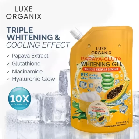 Luxe Organix Papaya Gluta Whitening Gel triple serum boost 10x glow cooling hyaluron | Shop Filipino Beauty Brands NZ