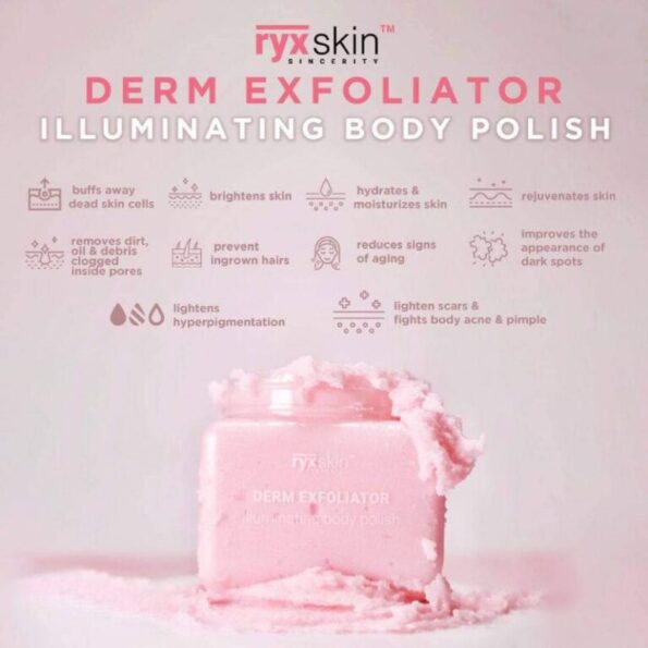 The benefits of Ryx Skin Derm Exfoliator Illuminating Body Polish 70g | Filipino Beauty Products NZ