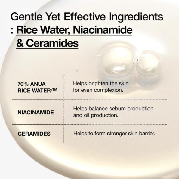 Anua Rice 70 + Ceramide Glow Milky Toner Ingredients | Japanese Beauty Products NZ