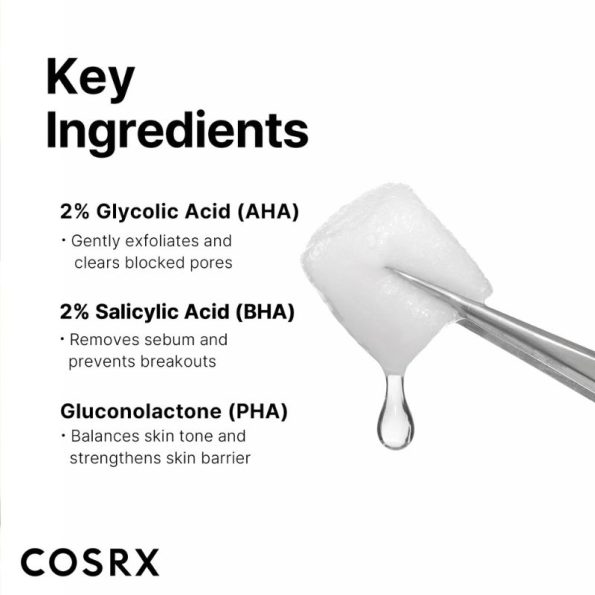 Ingredients-COSRX The AHA 2 BHA 2 Blemish Treatment Serum with Cotton Balls | Korean Beauty Products NZ