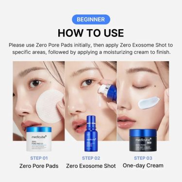 Steps-medicube One Day Exosome Shot Pore Ampoule 7500 | Korean Beauty Products NZ